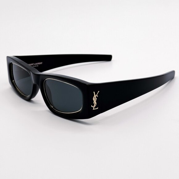 NEW SAINT LAURENT SL M140 RIM 001 SUNGLASSES WOMEN BLACK SQUARE SLM140 RIM 001 - Picture 1 of 8